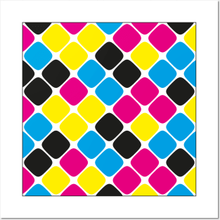 Diagonal Squircle Pattern (CMYK) Posters and Art